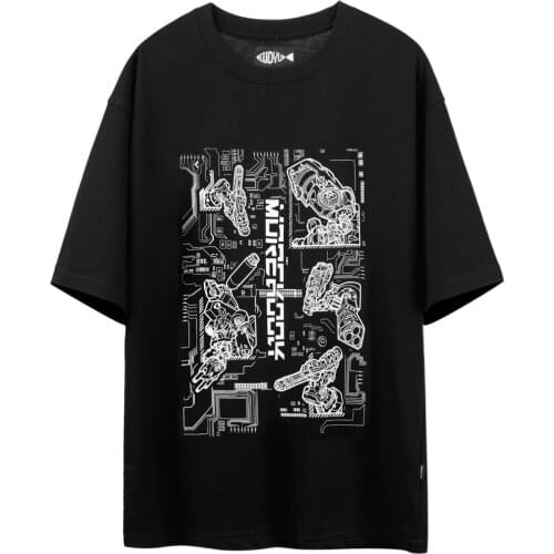 QIUDIU 21SS X03 Cotton t-shirt mecha print techwear aesthetic streetwear punk