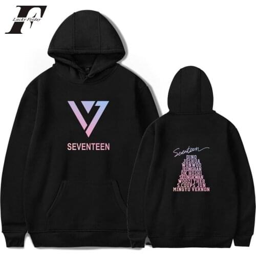 2018 hit hop Korean Style Women men cotton Long Sleeve Hooded Hoodies Sweatshirt Tops SEVENTEEN 17 Kpop Pullovers streetwear 4xl
