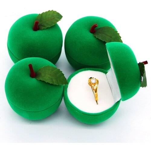 HOSENG 20Pcs Creative Cartoon Green Apple Box Holiday Event Party Gift Case Women Earring Ring Luxury Jewelry Packaging HS_301