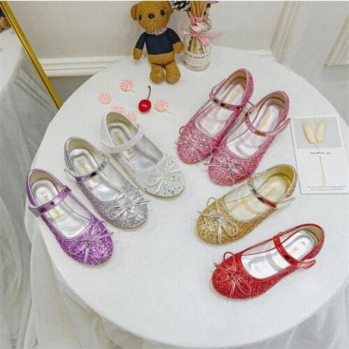 JY Children Girls Crystal Shoes Dance Flat Party Princess Bowknot 24-37 1799-25 7Colors GZX02