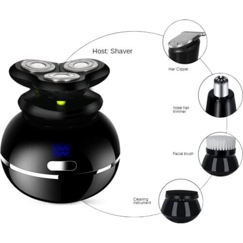 Kemei 5-in-1Care Set Shaving Haircut Nose Hair Trimming Face Washing Brush Cleaning Device Electric Rechargeable Shaver Razors