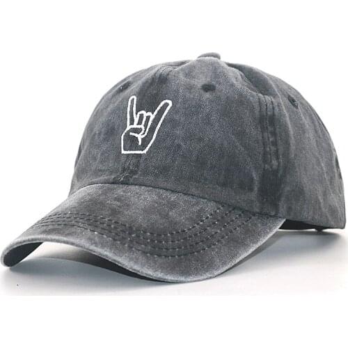 New sports caps for summer spring 100% cotton washed rock on gestrue embroidery baseball cap fashion dad hat hip hop snapback