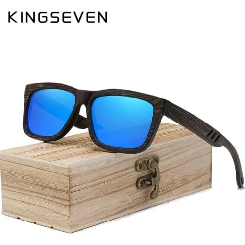 KINGSEVEN New Natural UV400 Wood Sunglassess Full Frame 100% Handmade Polarized Mirror Coating Lenses Eyewear Accessories