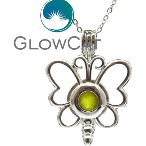 KK578 Cartoon Butterfly Insect Beads Cage Locket Fragrance Essential Oil Diffuser Oyster Pearl Cage Pendants Necklaces