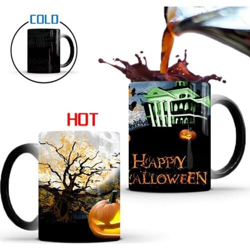 350ml Happy Halloween Coffee Mug Changing Color Mug Creative Ceramic Tea Cup Morning Milk Mugs Best Gift For Friends