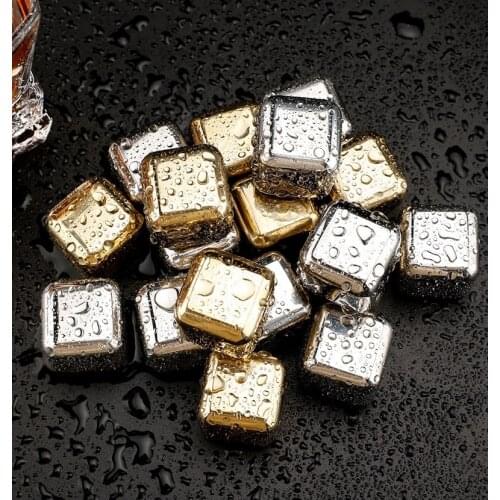 100pcs Reusable Stainless Steel Football Ice Cubes Cool Glacier Rock Neat Drink Freezer Gel Wine Whiskey Stones Great Gift