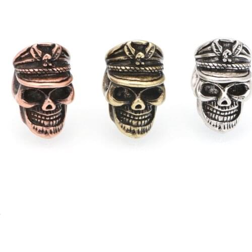 Mestylish European Retro Navy Smiley Skull Head DIY Copper Beads Fit Men‘s Bracelet Jewelry Accessories