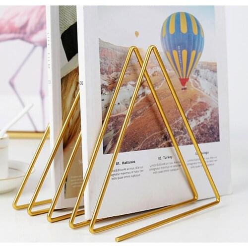 Metal Triangle Book Shelf Foldable Magzine Rack Nordic Desktop Stand Vinyl Record Storage Holder Creative Newspaper Organizer