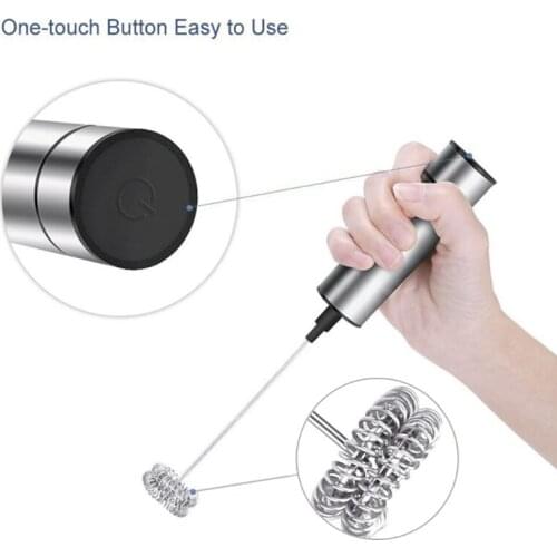 Powerful Electric Milk Frother With 2pcs Stainless Steel Spring Whisk Foam Maker 4XFB