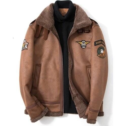 Natural Soft Air Force Faux Fur Coats Men XXXXXL Vintage Fashion Brand Mans Faux Fur Jacket Men Overcoat American Style A860