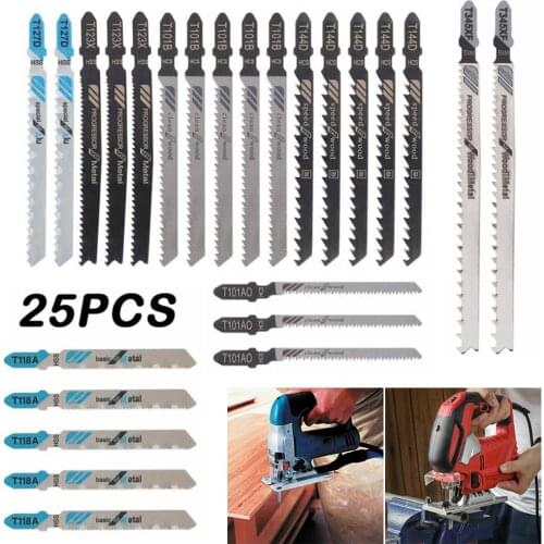 25Pcs Jig Saw Jigsaw Blades Set Kit Metal Wolkljhggfhed Blades T-Shank Air Tool Accessories Saw Blades For Bosch Dewalt