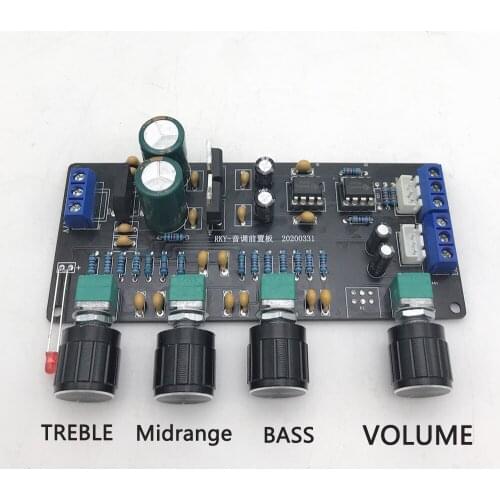 NE5532 op amp tone board preamplifier with treble midrange bass volume adjustment HIFI preamplifier tone controller