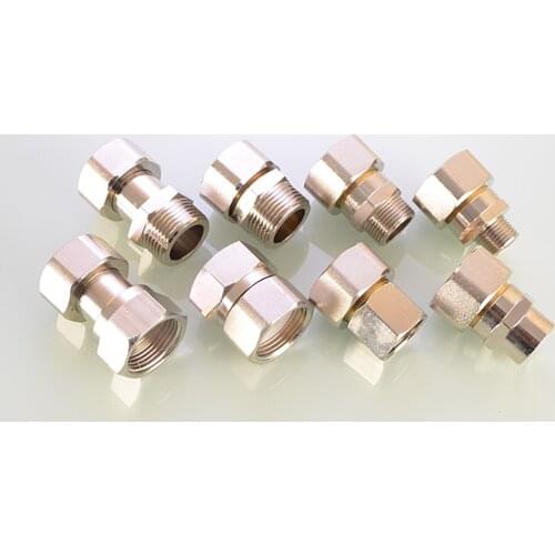 Nickel plated Brass Union Reducing Straight Connector 1/2 3/4 1" Male/Female Thread Compression Connector Plumbing Pipe Fitting