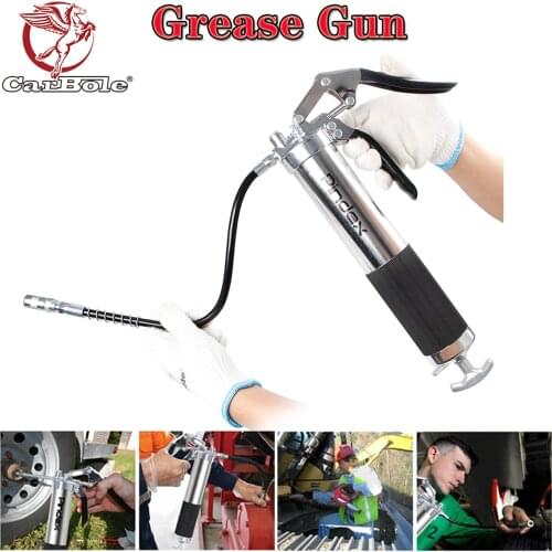 CARBOLE 6000 PSI Grease Gun Machine Pistol Grip With 18" Flex Hose Handle 14oz Cartridge Silver Black Lever Handle Grease Gun