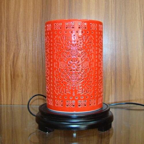 Bedside lamp Jingdezhen Chinese Porcelain Ceramic Table Lamp vintage decorative bedside living room wedding table lamp red