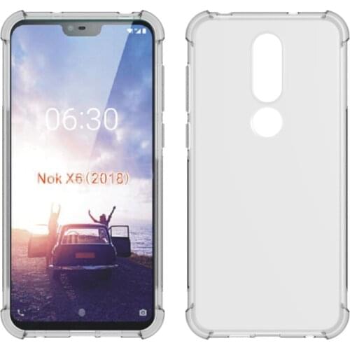 Soft TPU Airbag Shockproof Anti-knock Transparent Silicone Case For Nokis X6 2018 6.1 Plus TA-1103 TA-1116 Back Cover Protection