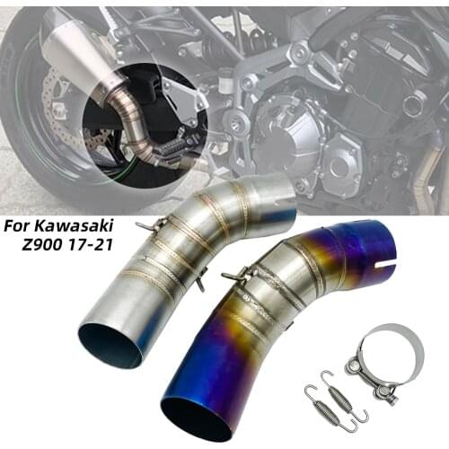 REALZION Motorcycle Full Exhaust System Middle Pipe Link Connect For Kawasaki Z900 Z 900 2017 2018 Without Exhaust Muffler