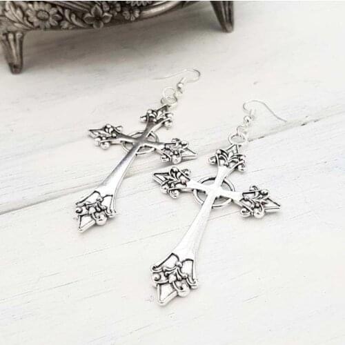 Cross Gothic Earrings Large Colour Statement Trad Goth Jewelry Fashion Delicacy Women Gift Girlfriend