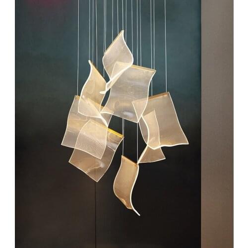 Modern LED Pendant Lights Fixtures Creative Paper shape Hanging Lamp Acrylic Nordic Lamp Bedroom Dining Living Room Hanglamp