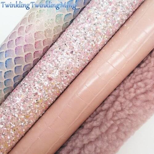 Mixed Colors Glitter Fabirc, Faux Leather Fabric, Immitation goat fur Fabric Sheets For Bow A4 8"x11"Twinkling Ming XM471