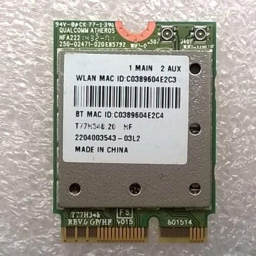 Atheros QCNFA222 NGFF 802.11a/b/g/n 2.4GHz/5GHz&BT 4.0 WiFi Card
