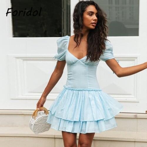Foridol Elegant A-line Dress Boho Beach Summer Dress Women Famale Short Mini Sundress Vintage Fashion Vestidos De Mujer