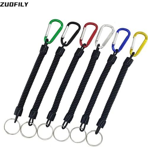 1PCS Keychain Tactical Retractable Spring Elastic Rope Hiking Camping Anti-lost Spring Strap Fishing Lanyards Security Gear Tool