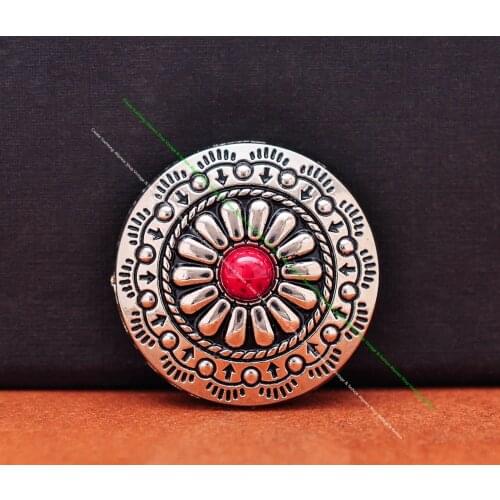 10pcs 30mm Silver Plated Southeast Flower Pattern Leathercraft Belt Accessories Saddle Tack Wallet Leather Bag Concho ScrewbacK