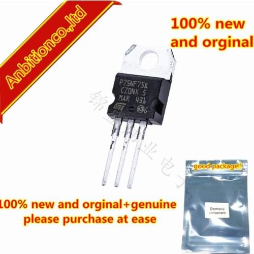10pcs 100% new and orginal STP75NF75 P75NF75 TO-220 N-channel 75V - 0.0095- 80A - TO-220 - TO-220FP - D2PAK STr in stock
