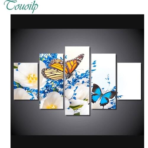 2018 new 5pcs 5D Diy Diamond Cross Diamond Rhinestone Diamond Mosaic Beautiful butterflies and flowers Round&Square Home Decor