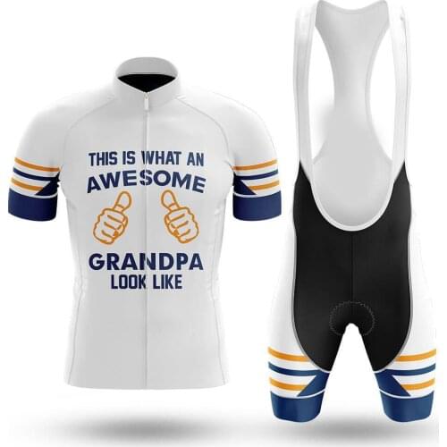 2021 Awesome Grandpa White Men Cycling Jersey Set Summer Clothing Road Bike Shirts Suit Bicycle Bib Shorts MTB Wear Maillot Ropa
