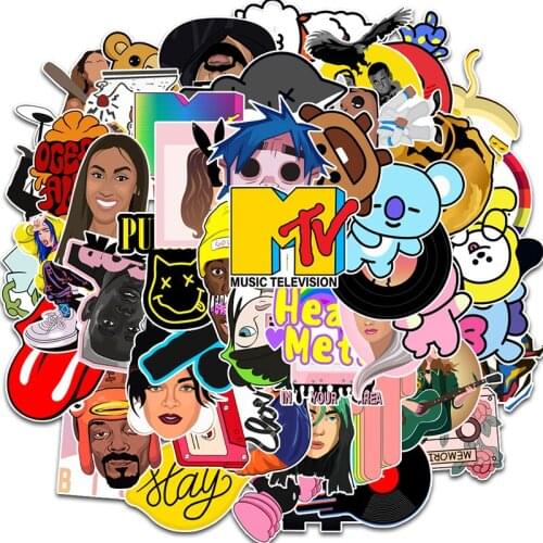 50 Pcs Rock Music Sticker Cartoon Singer Graffiti Decals DIY Guitar Motorcycle Luggage Skateboard For Children Gift Sticker