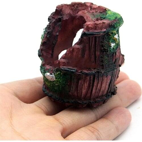 Aquarium Fish Tank Decorations Resin Crafts Mini Retro Barrel Reproduction House For Shrimps & Fishes