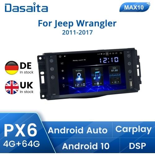 Dasaita 7" IPS Android 10.0 Car Radio for Jeep GPS Wrangler Chrysler Dodge Commander Compass Patriot Grand Cherokee Liberty