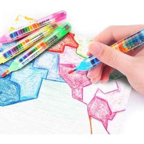 Freeship 20 in1 colorful glitter stacking stackable crayon set for kids children school drawing learn art class supplies favors