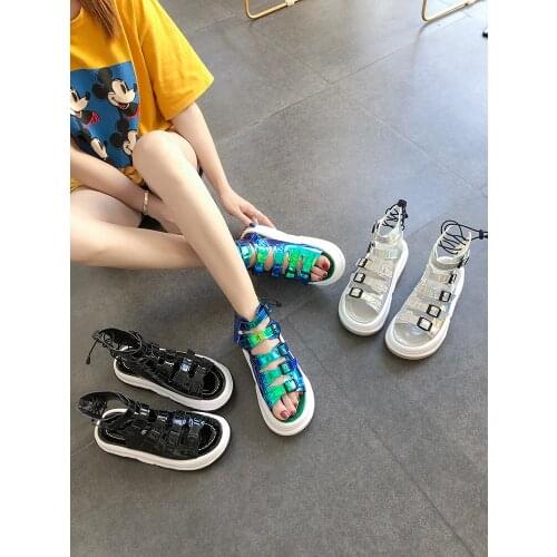 Muffin Bottoms High Help Roman Womens Sandals Thick Bottoms Dazzling Color Belt Buckle Casual Sandals Womens Boots Martin