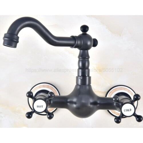 Bathroom Faucet Oil Rubbed Bronze Kitchen Mixer Tap Faucet Wall Mounted Dual Handle Hot And Cold Taps znf467