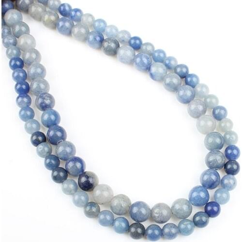 Natural Blue Dots Scattered Beads Semi-precious Stones Round Bead DIY Making Necklace Bracelet Accessories Size 4mm6mm8mm10mm