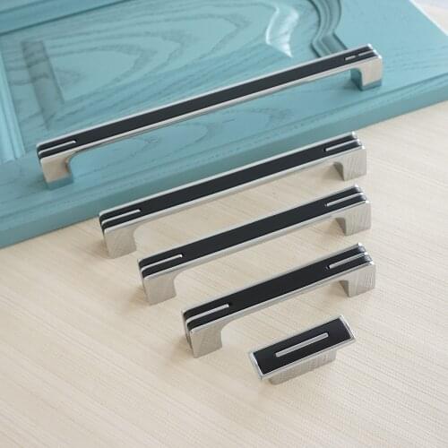 1.26" 3.75" 5" 6.3" 8.8" Black Square Door Pull Handles Cabinet Drawer Handles Wardrobe Bookcase Handle Simple Metal Hardware