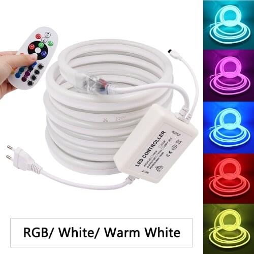 RGB LED Neon Strip Flex Rope 220V 2835 Led Light Strip Flexible Neon Ribbon Tube 120Leds/m Outdoor Waterproof Neon Light Lamp