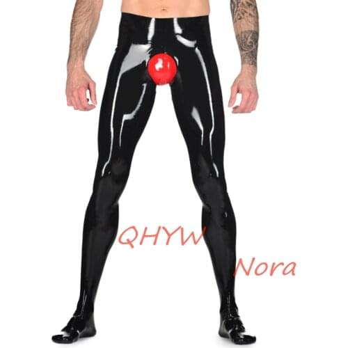 Latex Rubber Fetish Men Males Crotchless Pants Handmade Rubber Sexy Boys Trousers Hot Sell Custom Made no red Briefs