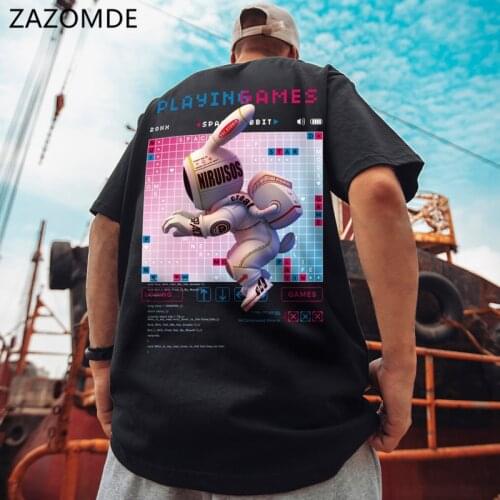 ZAZOMDE Hip Hop Oversize T Shirt Streetwear Graphic Letter Print T-Shirt Harajuku Cotton 2021 Men Summer Short Sleeve Tshirt