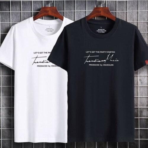 Men`s t-shirt 2-pack New cotton printed short-sleeved men and women with the same fashion round neck short-sleeved plus size top