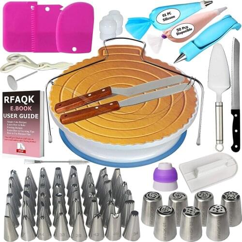 Cake Decorating Tools Turntable Decoration Bakery Birthday Cake DIY Piping Bag Nozzle Spatula Baking Set Baking Tools