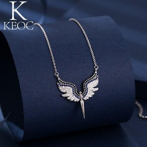 Keoc New Angel Wing Zircon Pendant Necklace for Women Fairy Wings bt21 bts Personalized Gift free Shipping Tous Jewerly Women