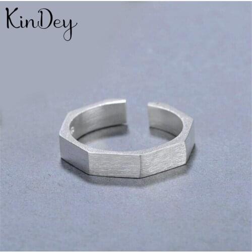 Personality Gothic Vintage Hexagon Rings For Women Bridal Wedding Engagement Punk Resizable Antique Rings Rock Jewelry