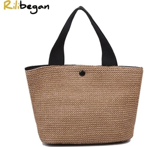 Fashion Summer Woven Bag Women Bohemian Style Women Handle Bag Handmade Rattan Bag for Women Beach Cute Messenger Shoulder Bag
