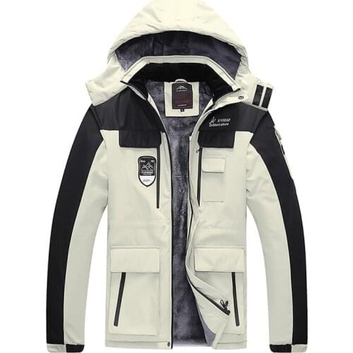 Mens Waterproof Ski Jacket Fleece Windproof Mountain Winter Snow Jacket Warm Outdoor Sports WindBreaker Hooded Coat Plus Size