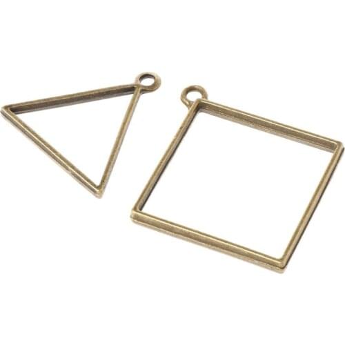14Pcs Geometric Shape Metal Frame Set DIY Epoxy Resin UV Crystal Silicone Molds Jewelry Pendant Making R58E