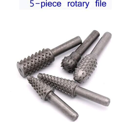 5pcs File Drill Bits Rasp Set Drill Grinder Drill Rasp For Woodworking Carving Tool 1/4" Round Shank Rotary Burr Set